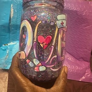 Glittery Nurse-Themed Jar